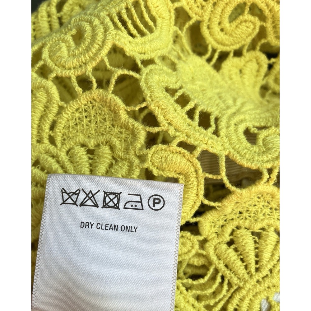 Chartreuse Guipure Lace Open Front Boho Cardigan - Picture 8 of 8